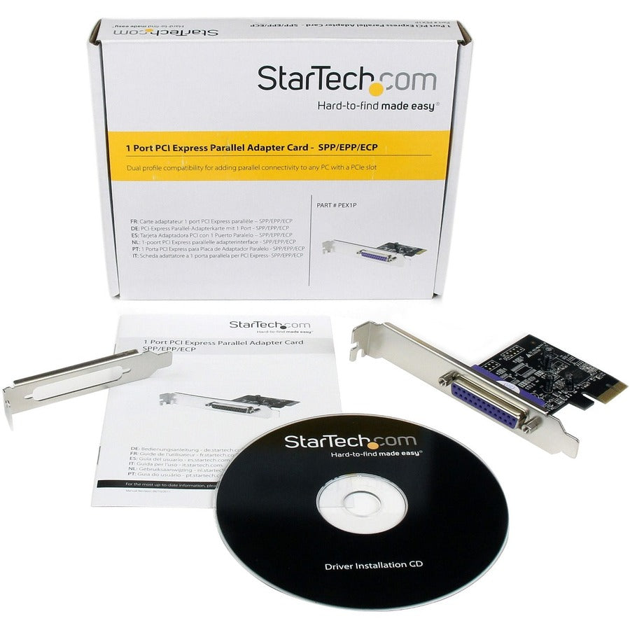 StarTech.com 1-Port Parallel PCIe Card, PCI Express to Parallel DB25 LPT Adapter Card, Desktop Expansion Controller for Printer, SPP/ECP StarTech.com 1-Port Parallel PCIe Card, PCI Express to Parallel DB25 LPT Adapter Card, Desktop Expansion Controller for Printer, SPP/ECP